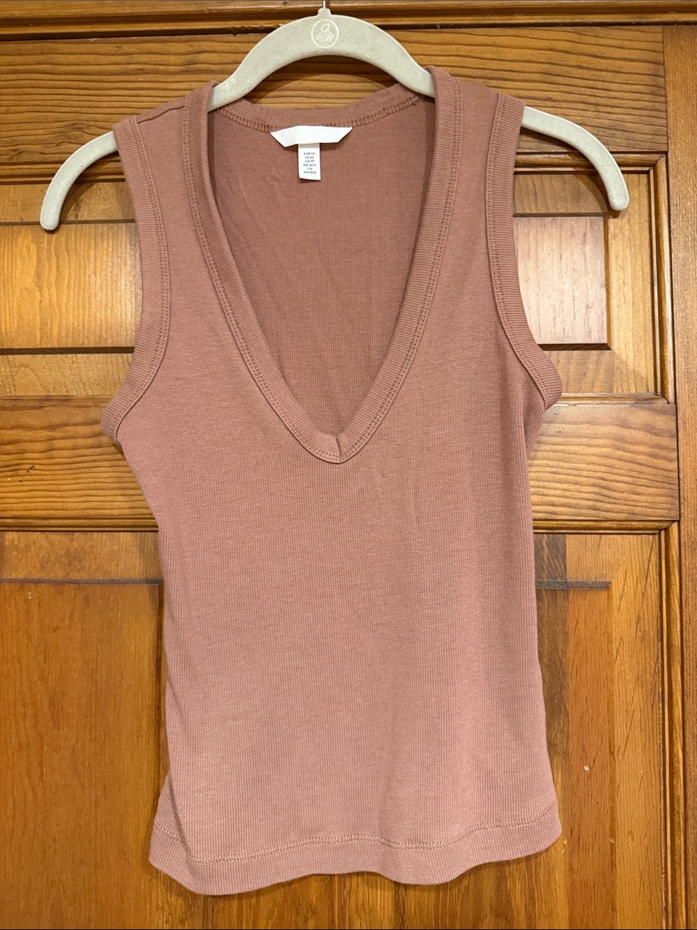 H&M Dusty Rose Ribbed V-Neck Tank